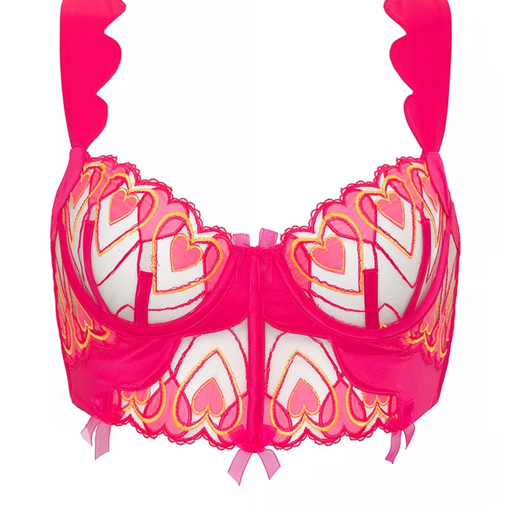 For Love & Lemons Graphic Hearts Lingerie Set XS - Picture 7 of 8